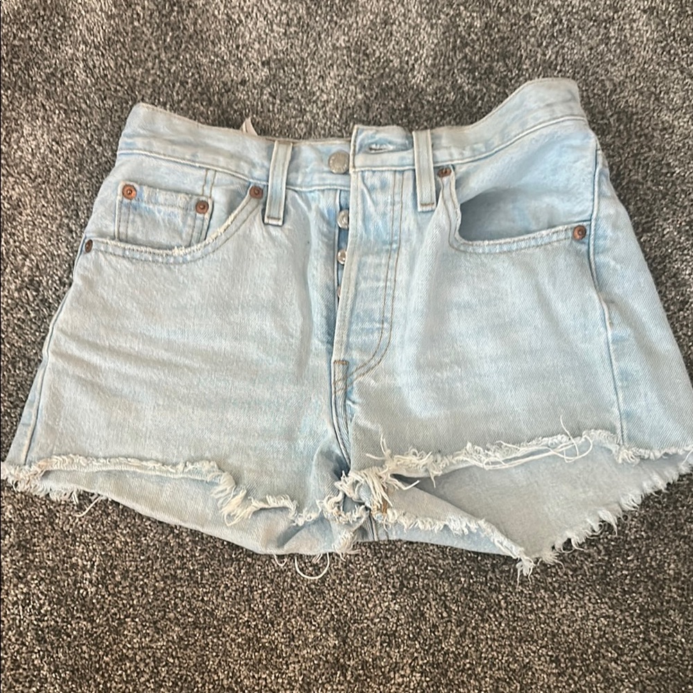 Levi's Blue Jean Shorts with Frayed Hem